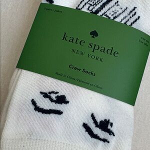 Kate Spade New York Crew Socks 3 Pairs Women’s Pink White Blue  Size 4-10